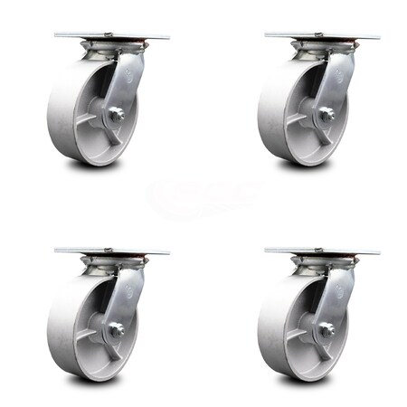 Service Caster 6 Inch Heavy Duty Semi Steel Caster Set with Roller Bearings SCC, 4PK SCC-35S620-SSR-4